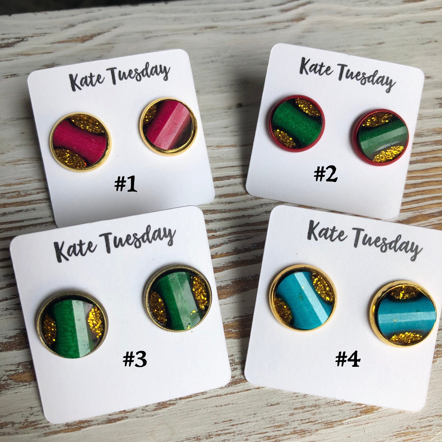 Holiday Glitter Stud Christmas Earrings Box