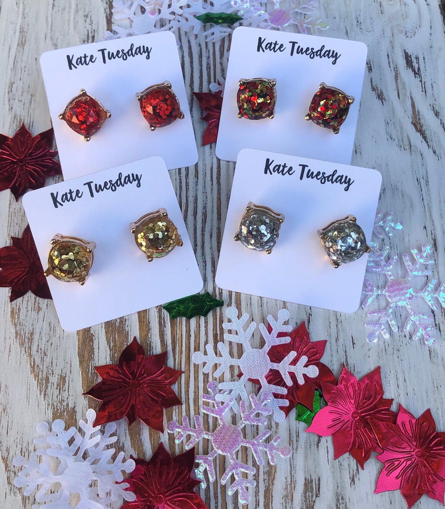 Holiday Glitter Stud Earrings