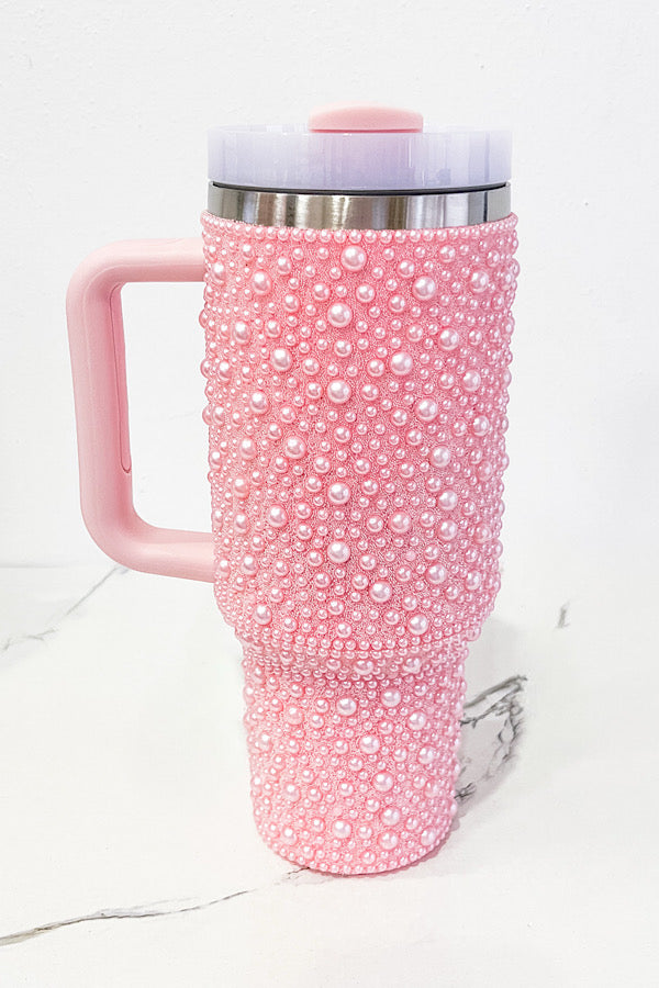 SC - 40 oz Pink Pearl Studded Tumbler