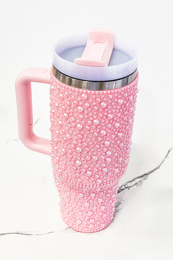 SC - 40 oz Pink Pearl Studded Tumbler
