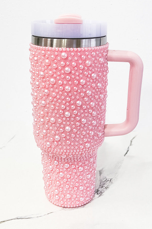 SC - 40 oz Pink Pearl Studded Tumbler