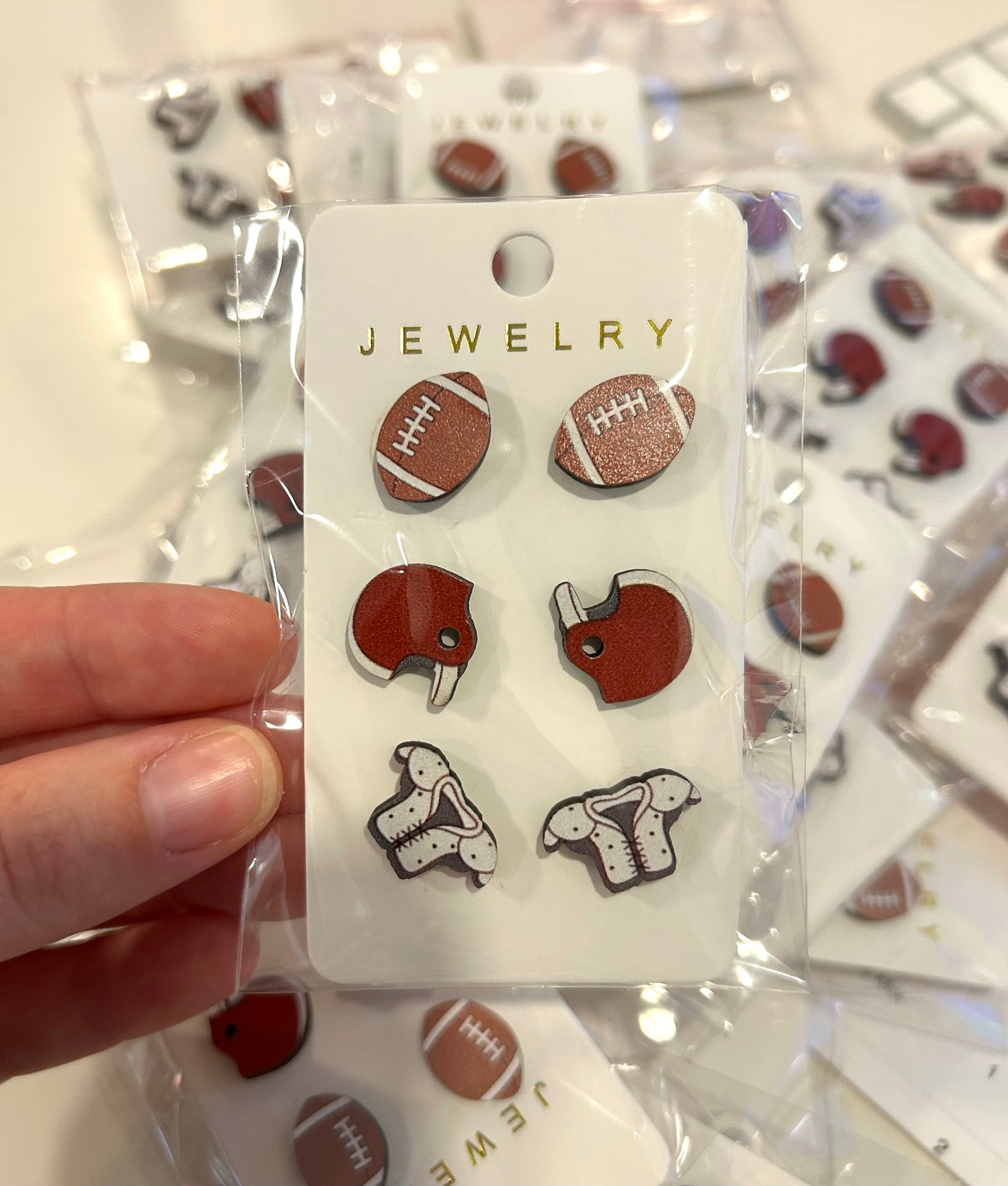 Football Earring Triple Card