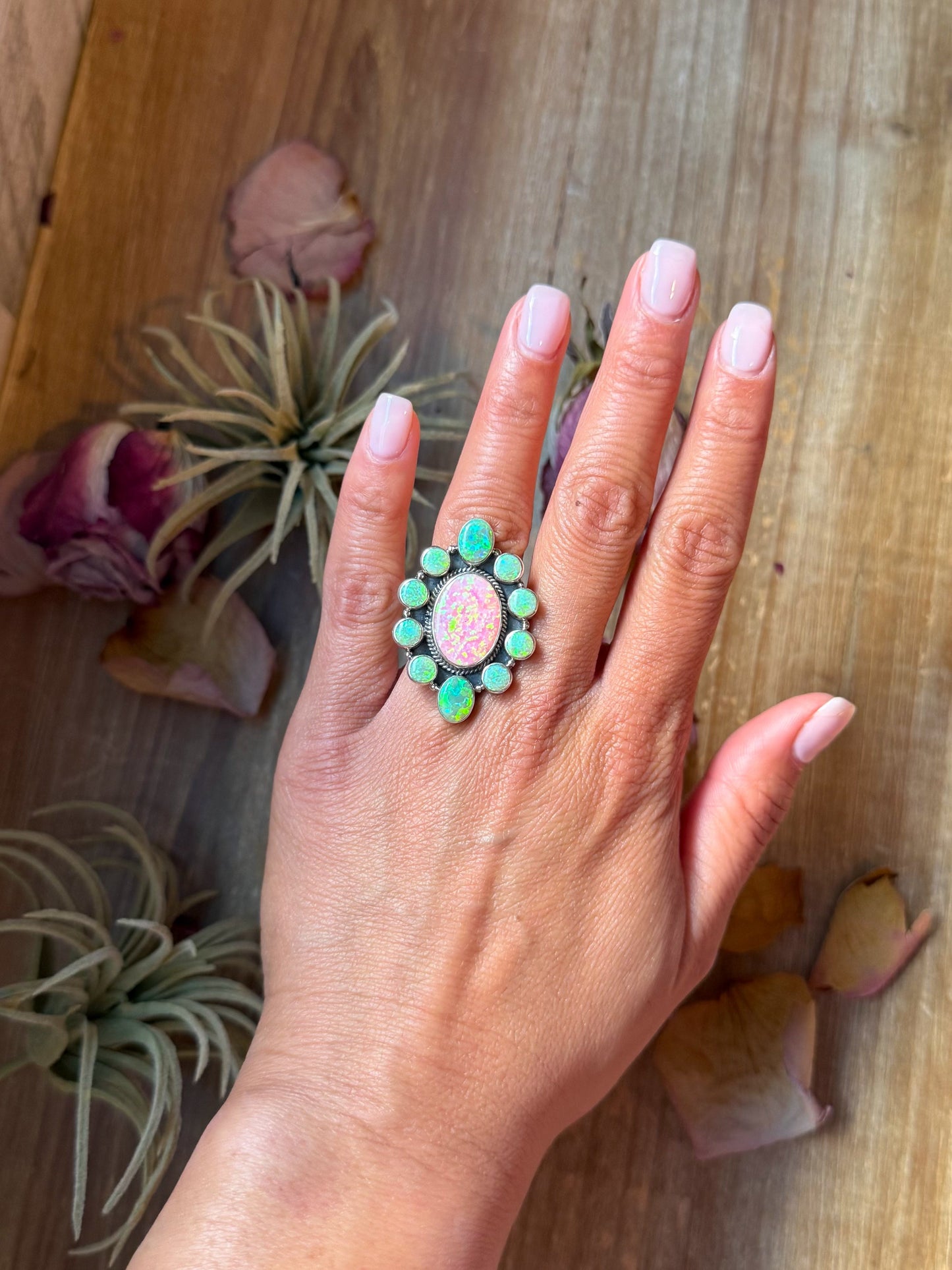 Opal Sterling Silver Ring – Size 6