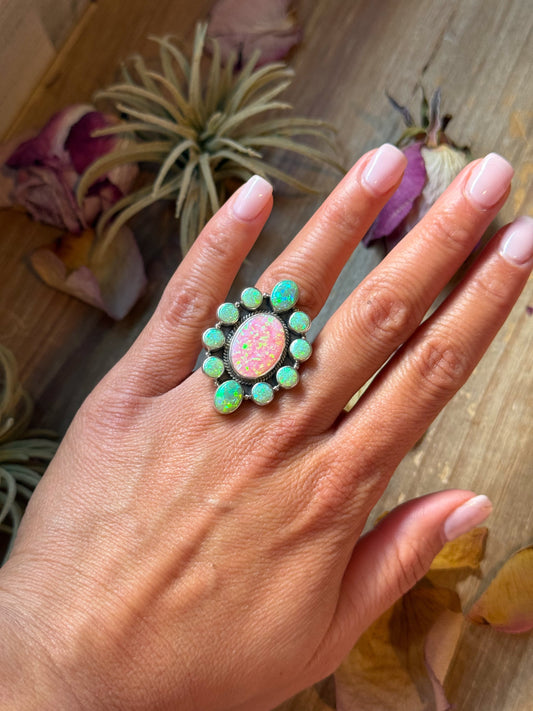 Opal Sterling Silver Ring – Size 6
