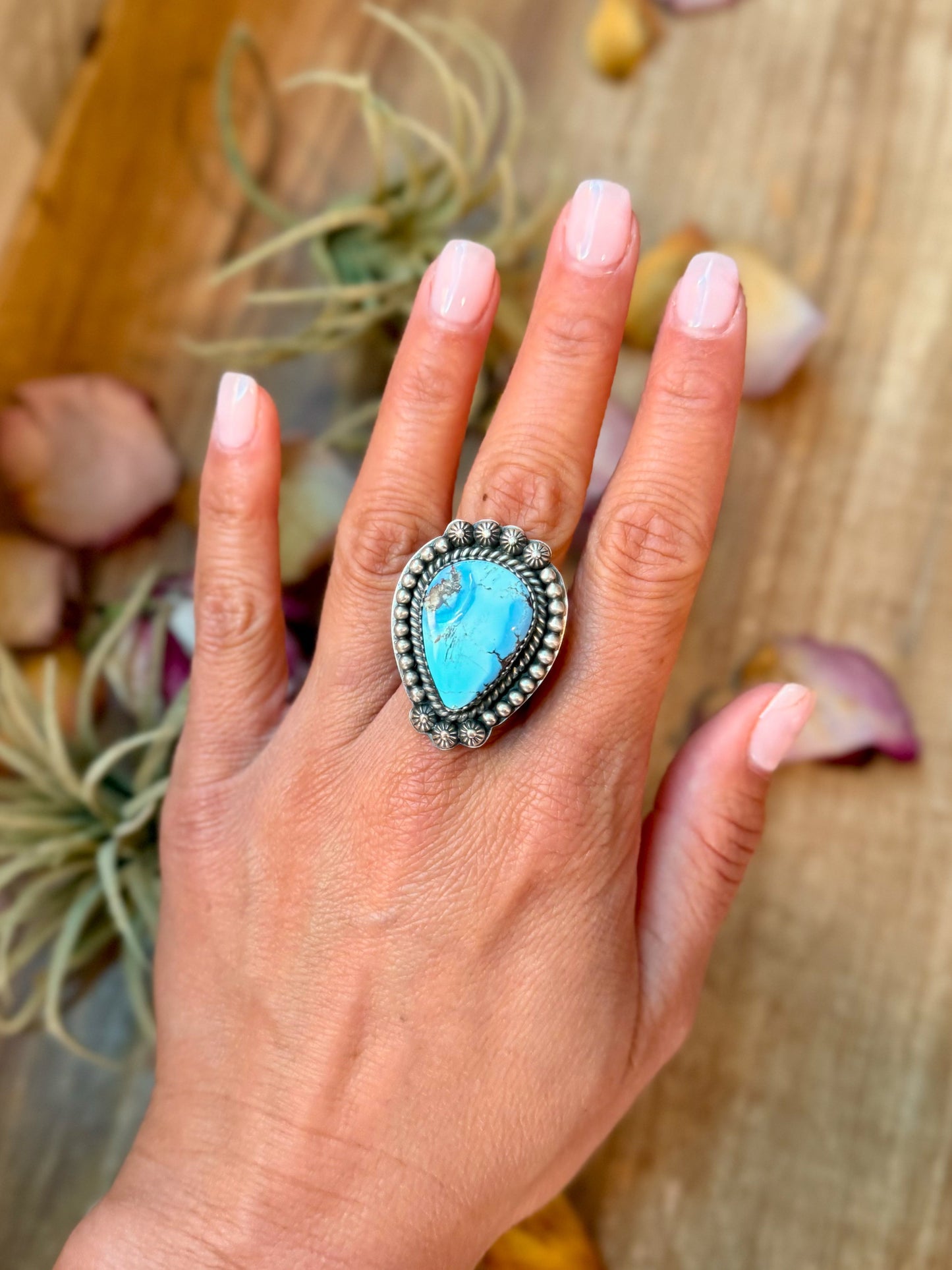 Golden Hills Turquoise Sterling Silver Ring – Adjustable