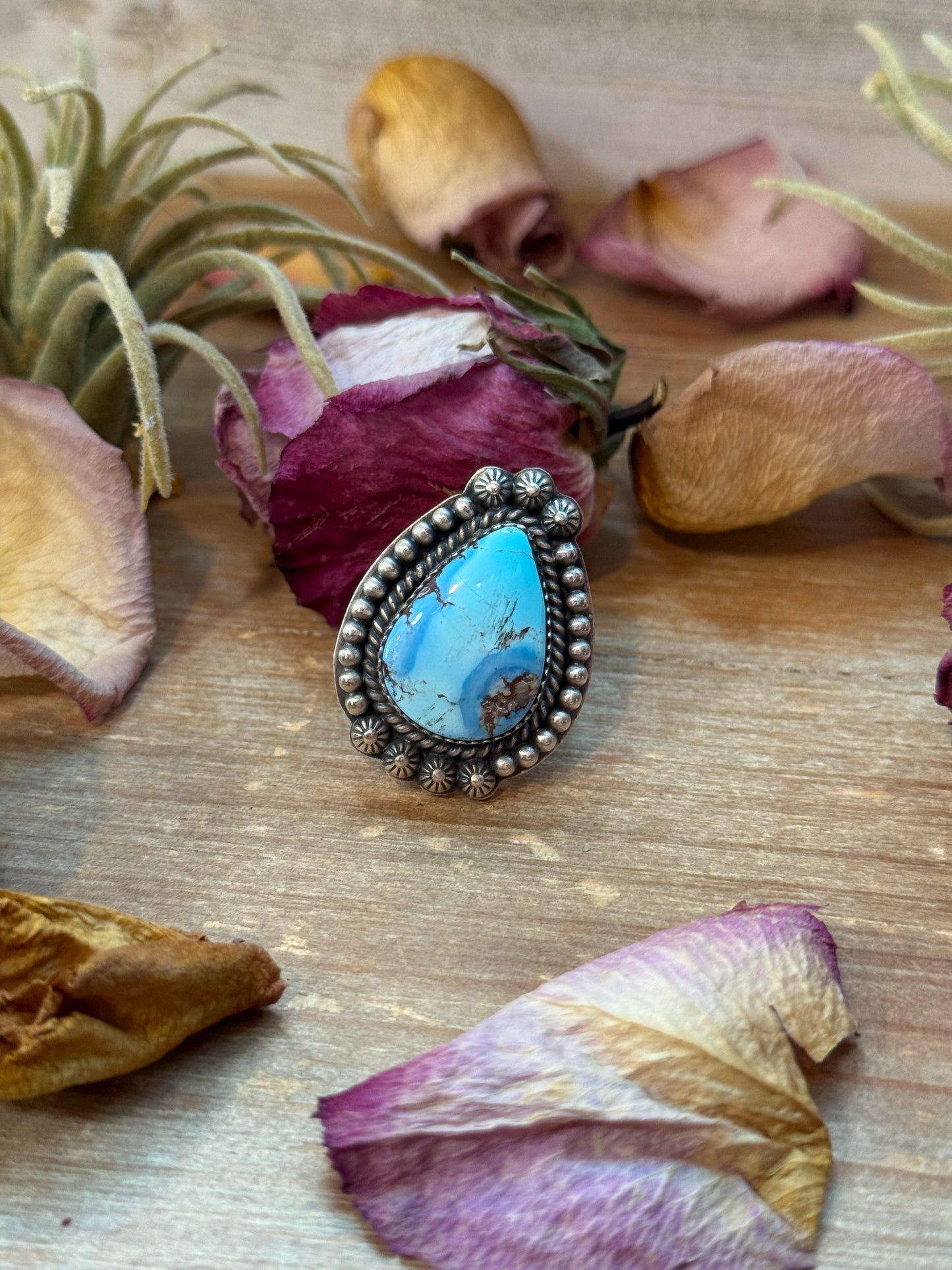 Golden Hills Turquoise Sterling Silver Ring – Adjustable
