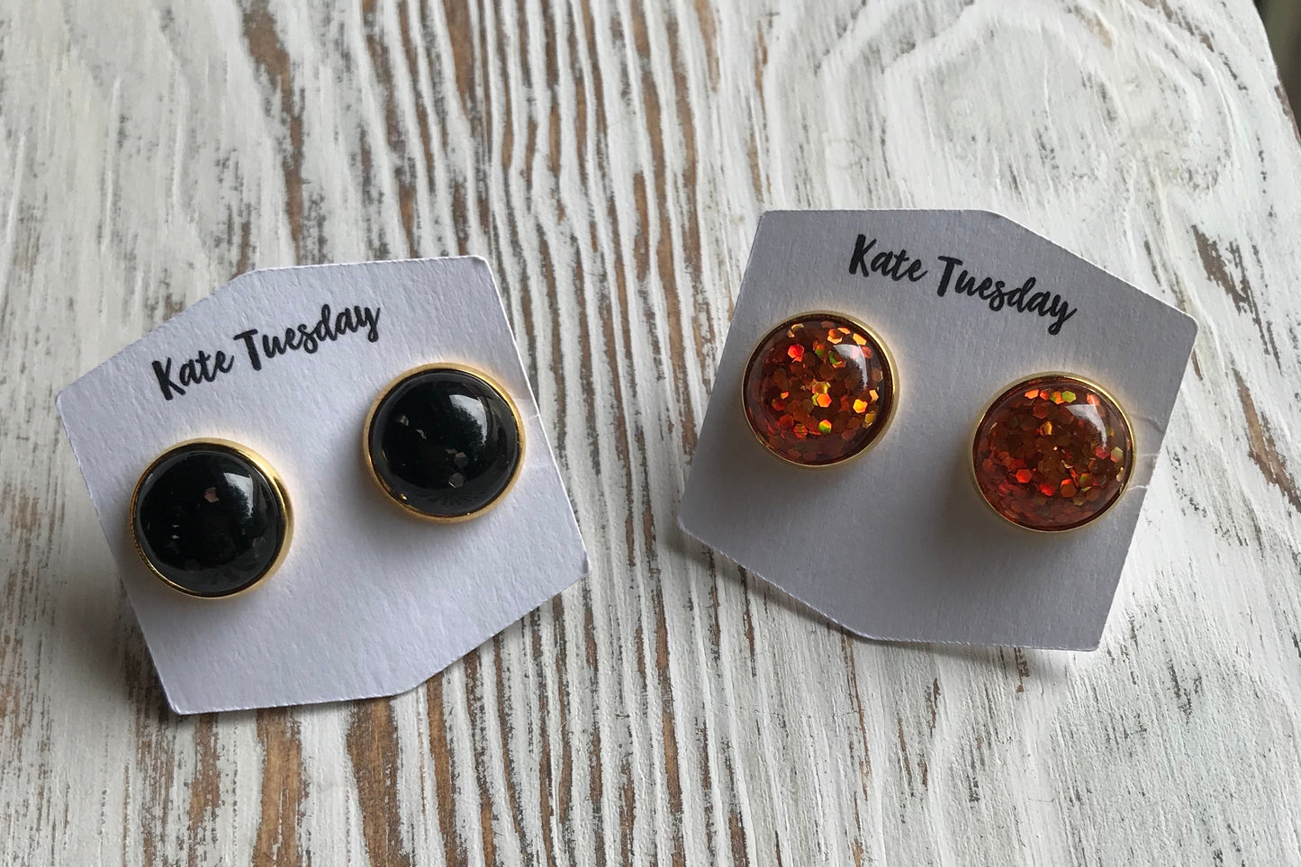 Flash Sale Friday!! Black and Orange Glitter Halloween Earrings