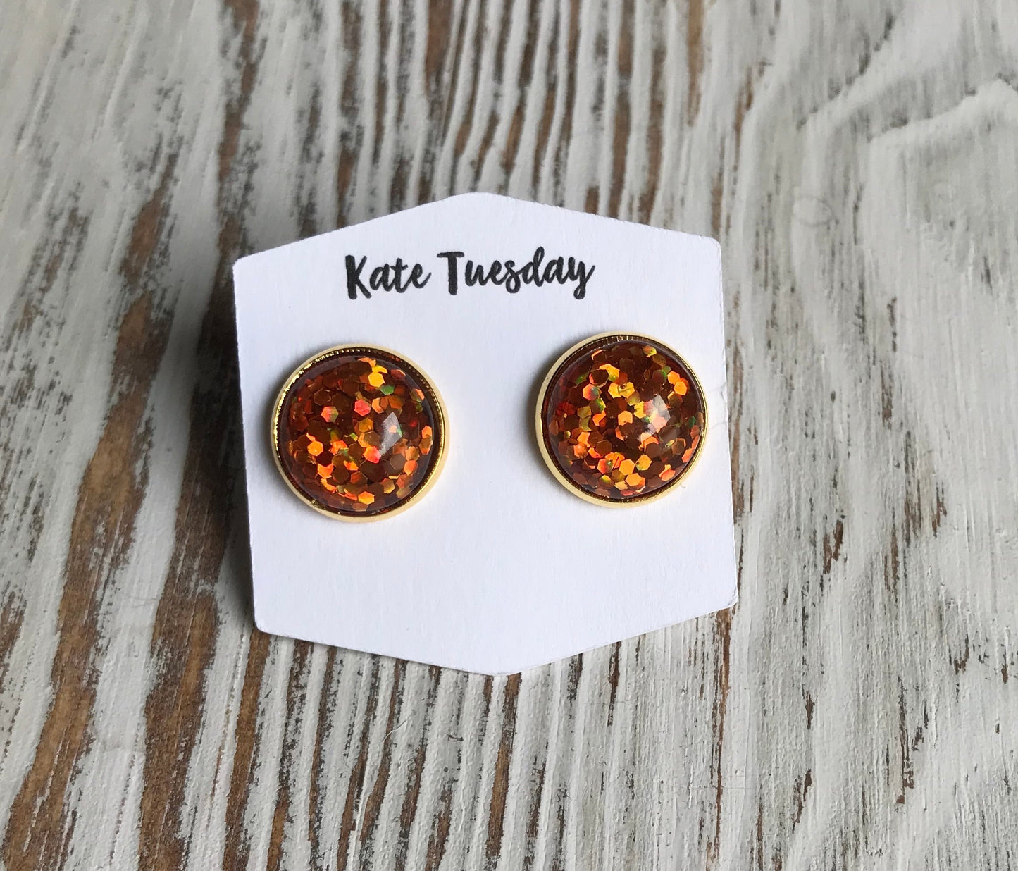 Orange Glitter Halloween Earrings