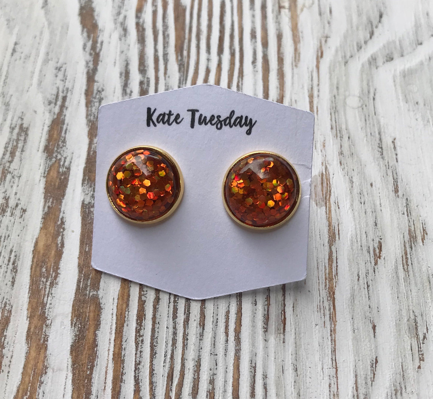 Orange Glitter Halloween Earrings