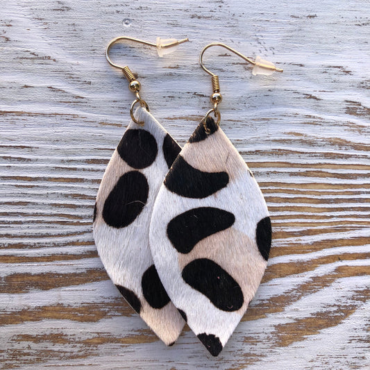 Light Hair on Hide Cheetah Leopard Leather Earrings