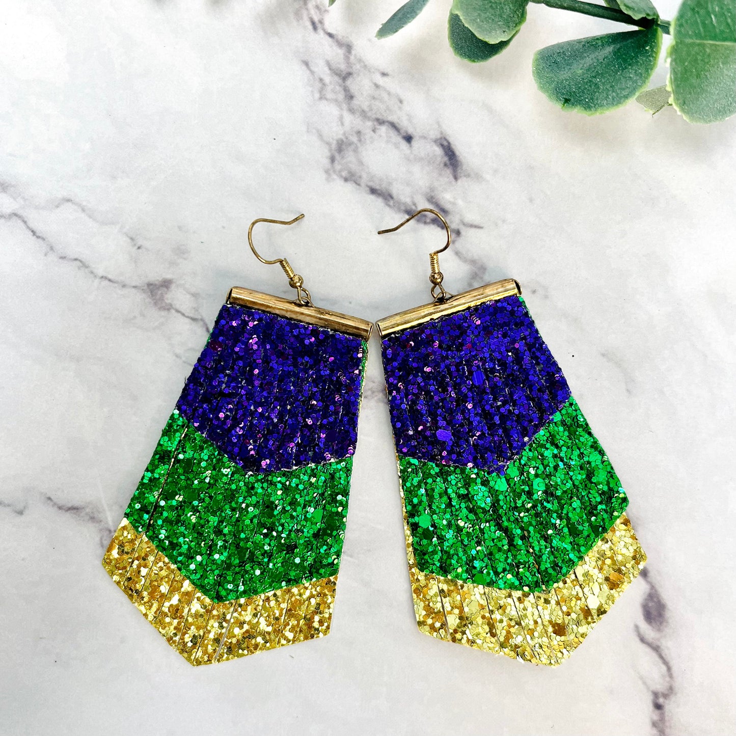 Giant Celebration Layered Glitter Hanging Earrings
