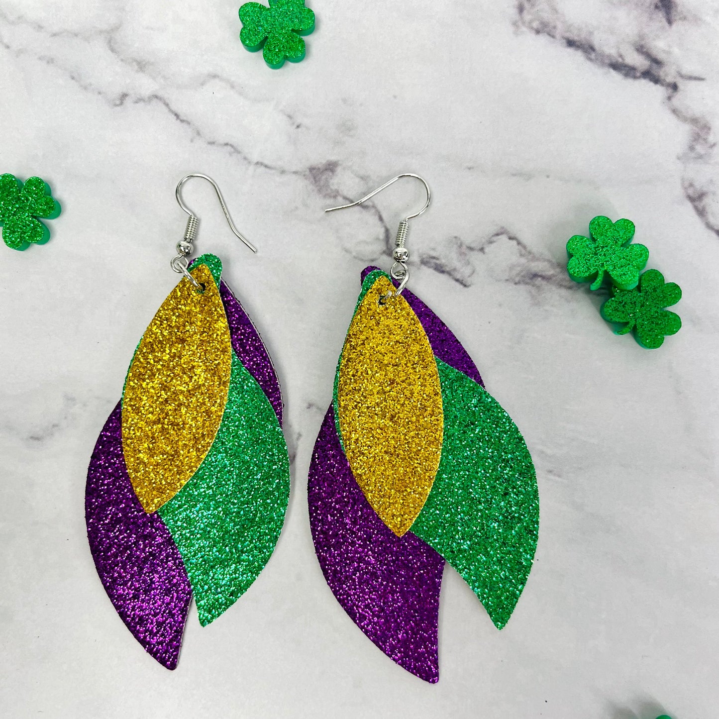Celebration Layered Leaflet Glitter Earrings