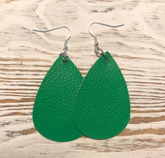 Green Leather Earrings