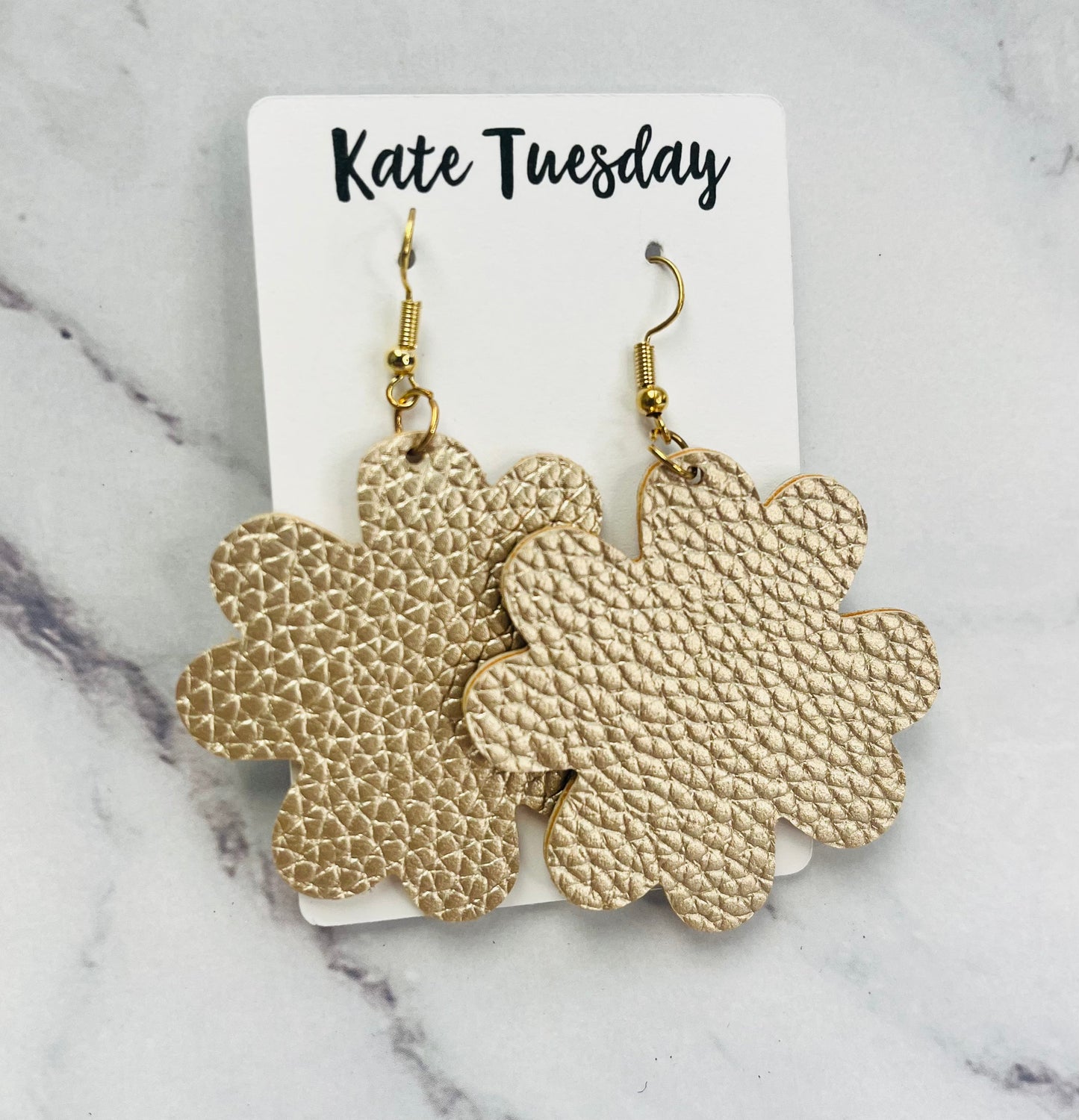 Glittery Green or Gold Shamrock Hanging Earrings