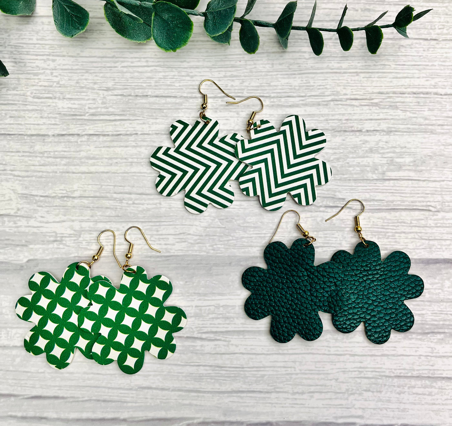 Funky Green Flower Hanging Earrings