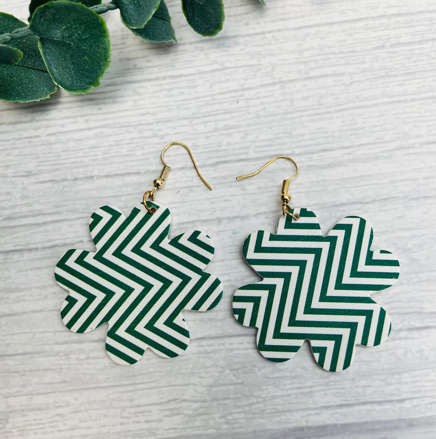 Funky Green Flower Hanging Earrings