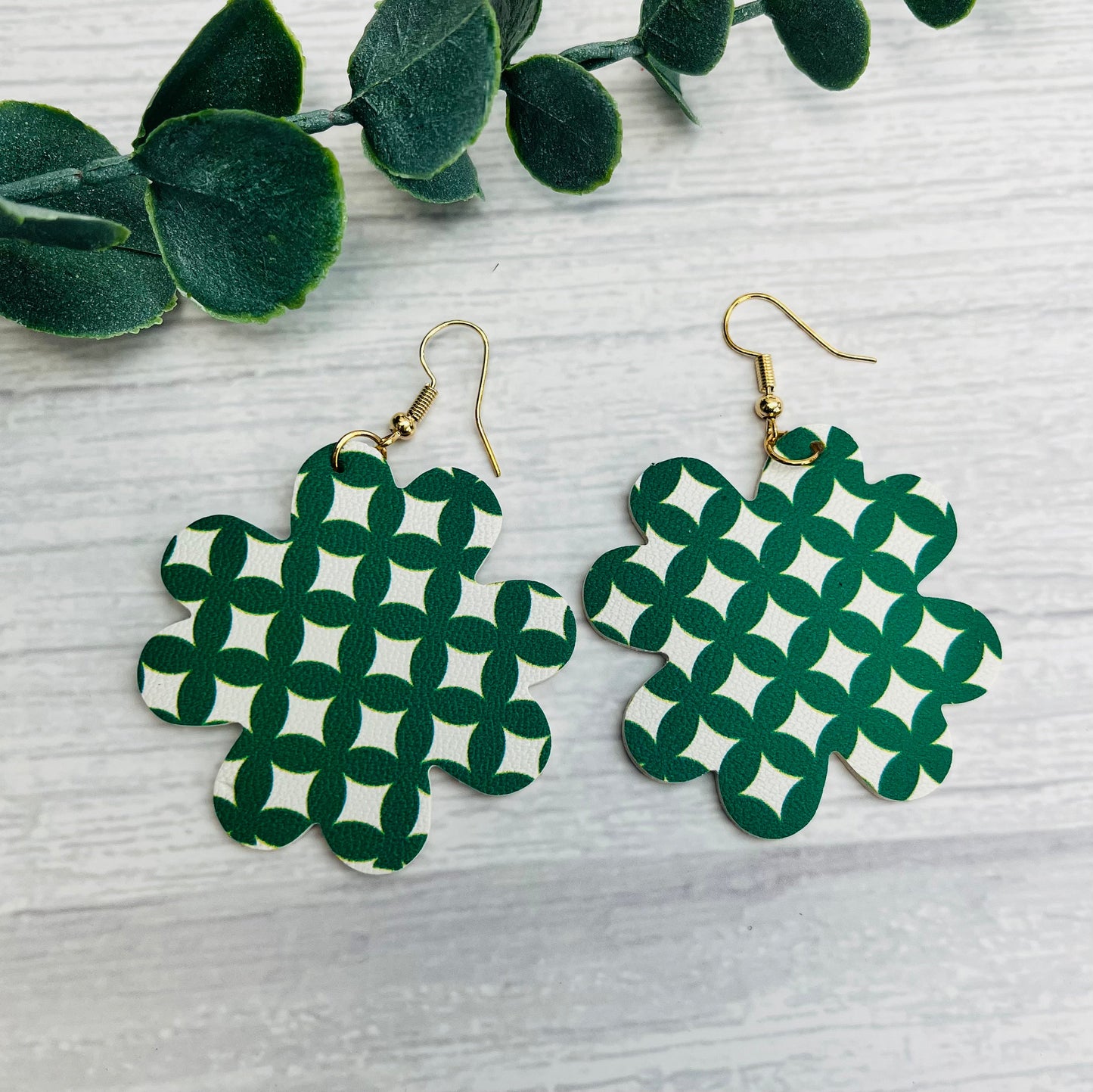 Funky Green Flower Hanging Earrings