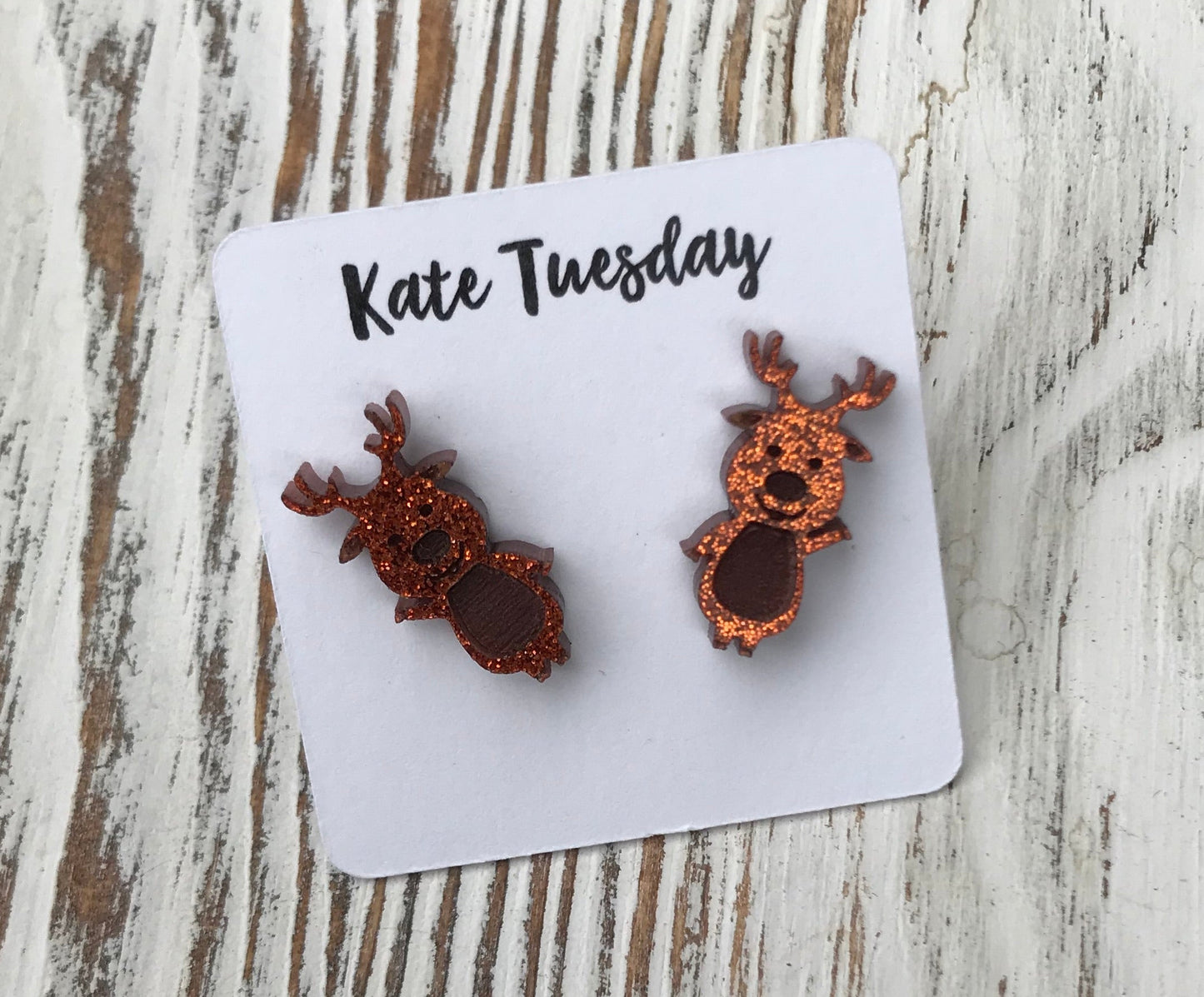 Friendly Reindeer Holiday Acrylic Stud Earrings