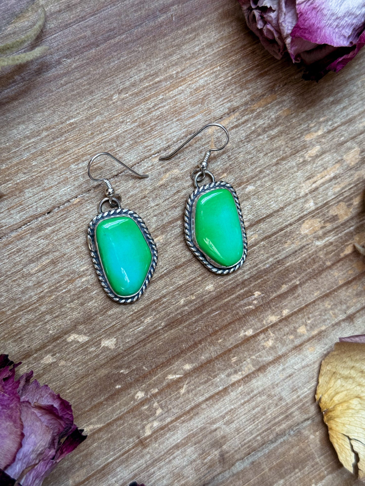 Sterling Silver Sonoran Turquoise Dangle Earrings – Handmade by Artist Jason Ogg