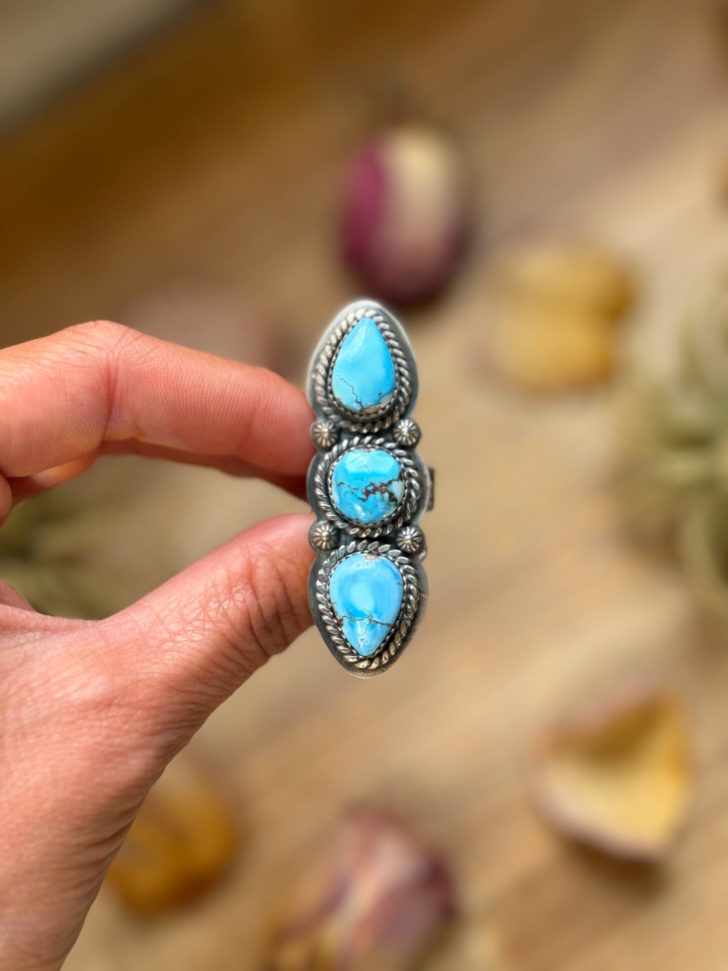 Sterling Silver Golden Hill Turquoise Adjustable Ring