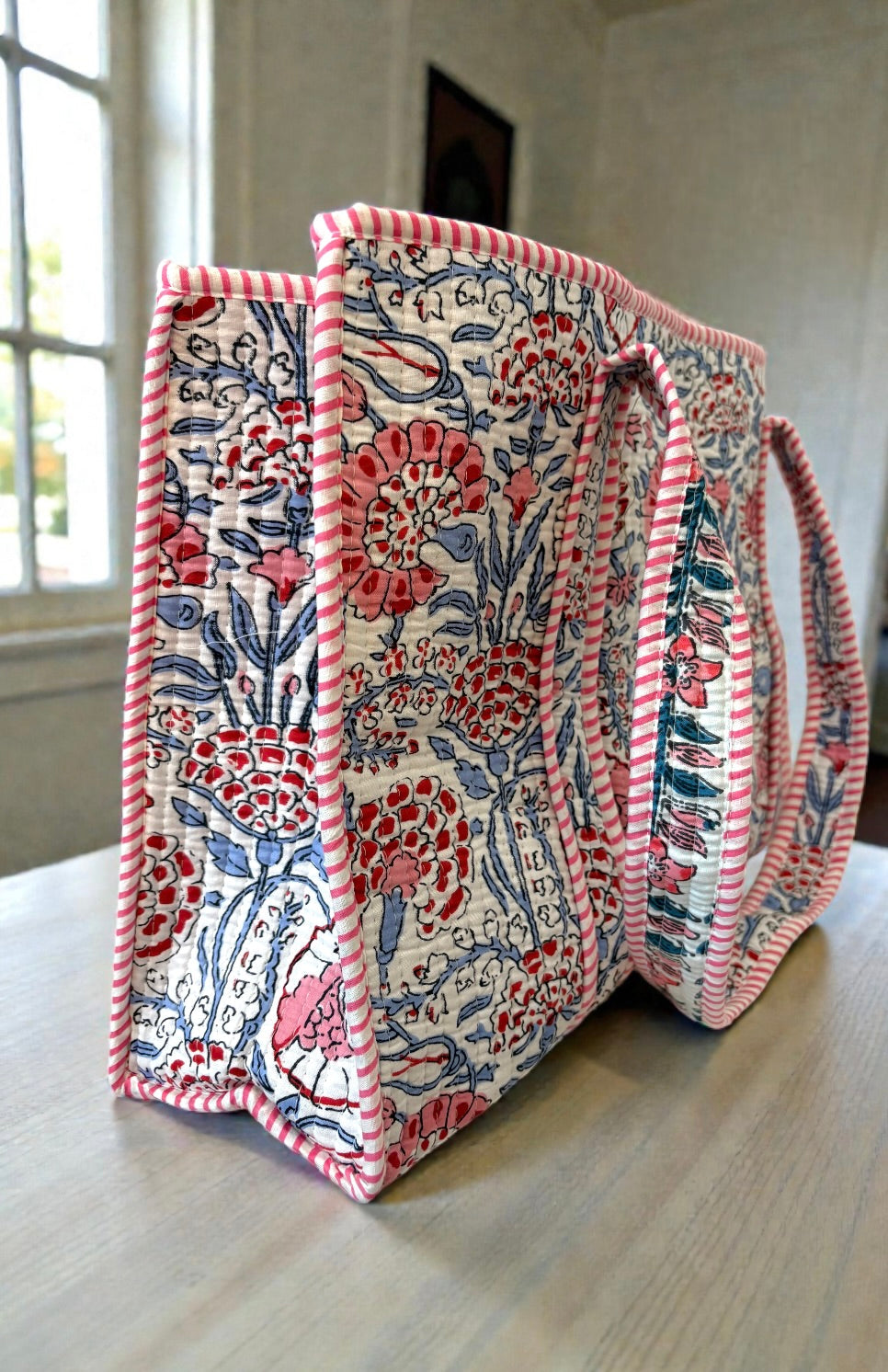 SC - Millie Blue and Pink Floral Tote Bag