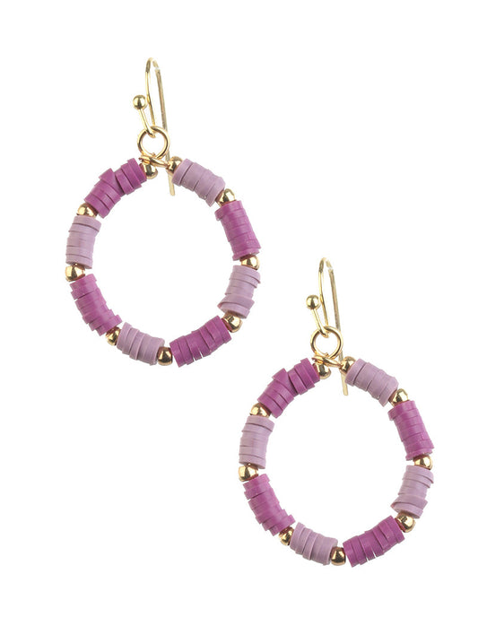 Plum and Lavender Summer Hoop Earrings