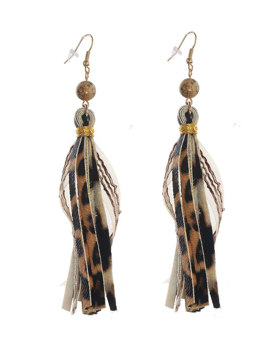 Fringe Cheetah Leopard Leather Earrings
