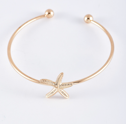 Gold Sea Shell Summer Bangle Bracelet Set