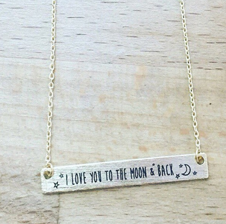 I Love You To The Moon and Back Necklace Silver and Gold