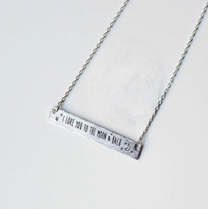 I Love You To The Moon and Back Necklace Silver and Gold