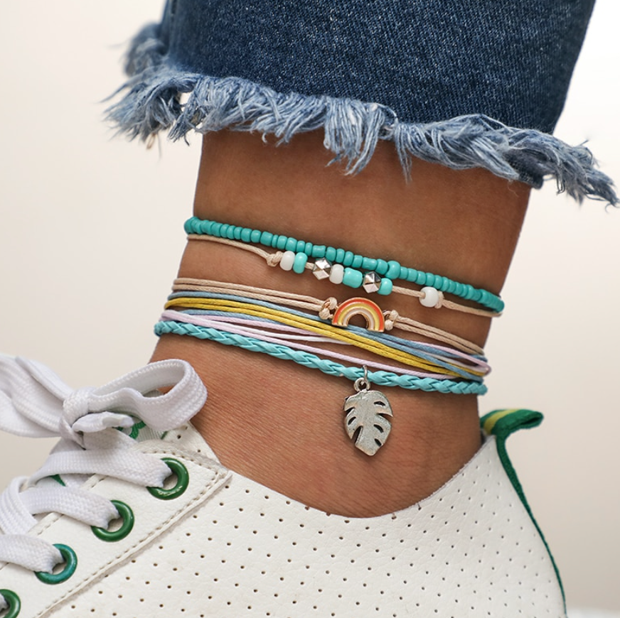 Summer Rainbow Fun Color Anklet Bracelet