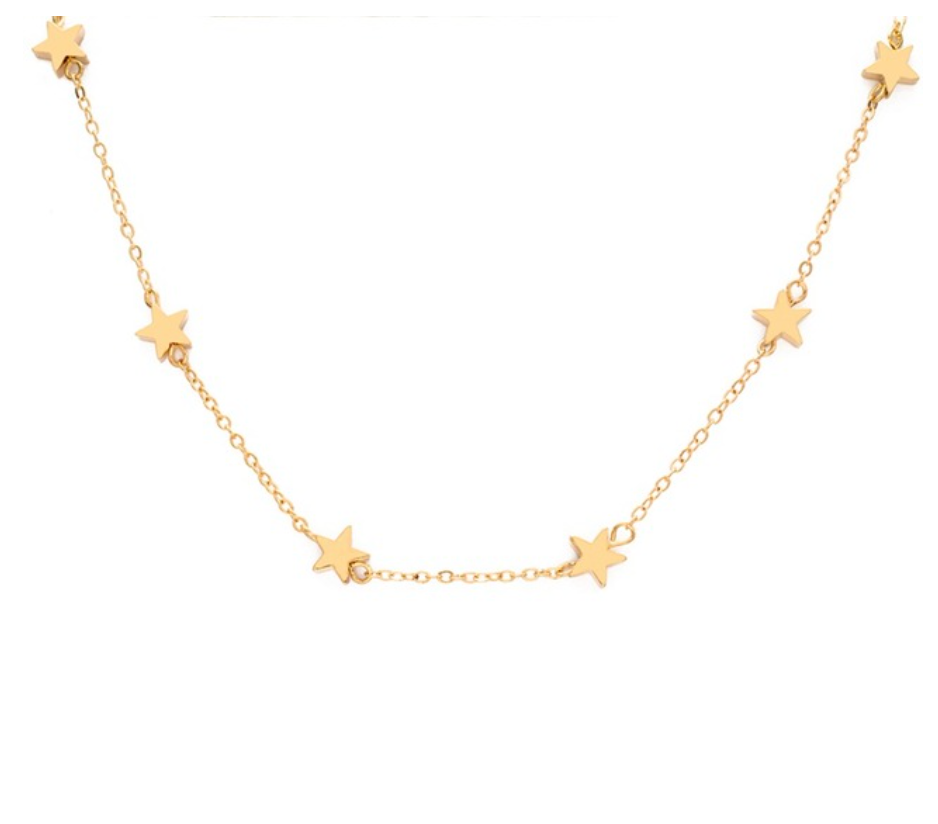 Silver and Gold Star Choker Necklaces