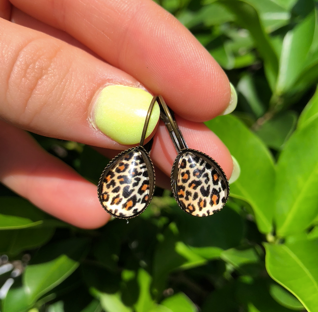 Cheetah Leopard Dangly Hang Earrings