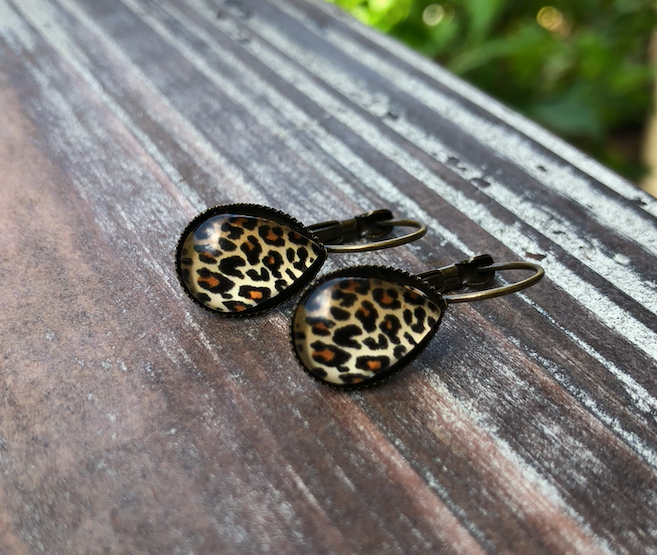 Cheetah Leopard Dangly Hang Earrings