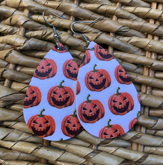 Pumpkin Double Sided Faux Leather Earrings