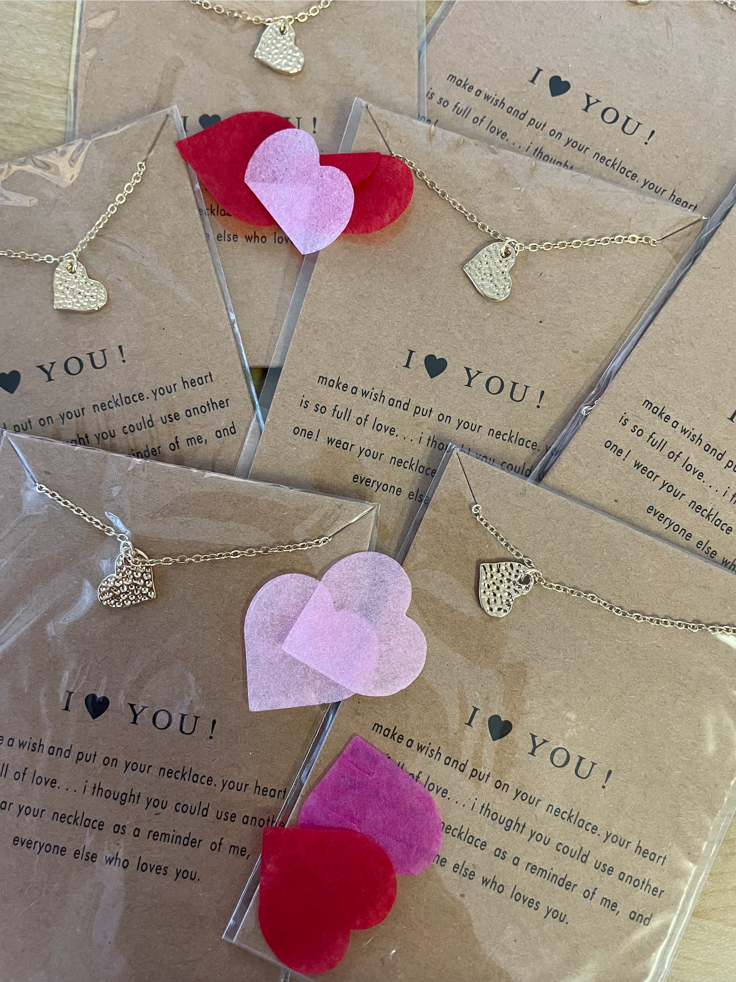 I Love You Gold Necklace on Card