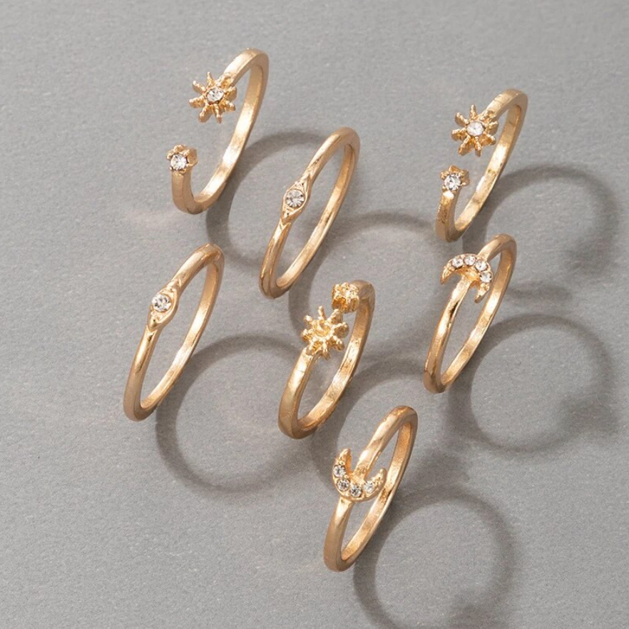 Gold Esma 3 Piece Ring Set