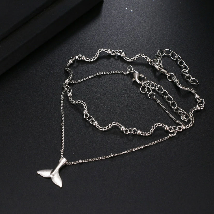Silver Whale Tail Anklet