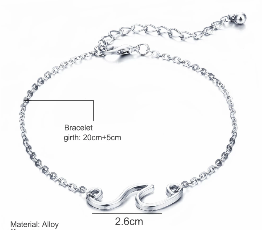 Silver Wave Anklet