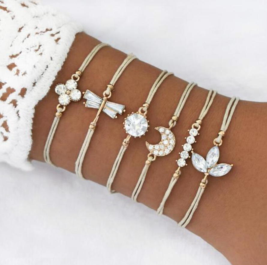 Diva White 6 Piece Bracelet Set