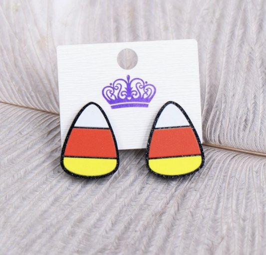 Candy Corn Halloween Stud Earrings