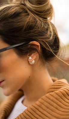 Double Pearl Cream Elegance Pearl Earrings