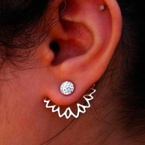 Lotus Flower Earring Crystal Crawlers