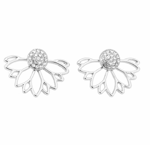 Lotus Flower Earring Crystal Crawlers