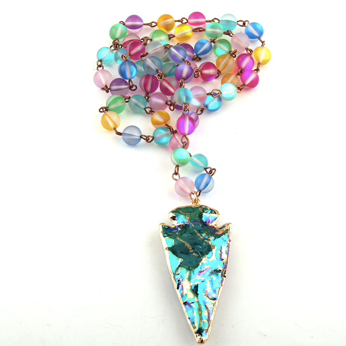 Shiny Crystal ArrowHead Statement Necklace
