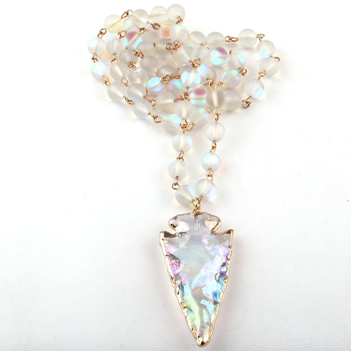 Shiny Crystal ArrowHead Statement Necklace