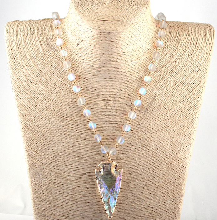 Shiny Crystal ArrowHead Statement Necklace