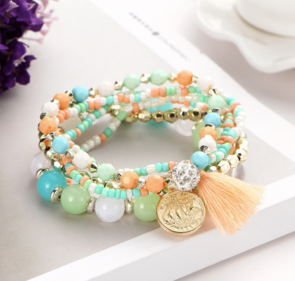 FunFetti Coral Blue Summer Bracelet Set