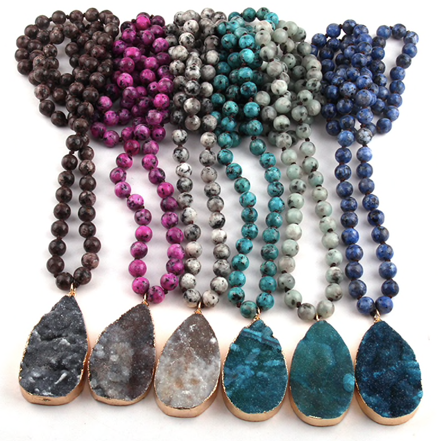 Druzy Drop Stone Statement Necklace