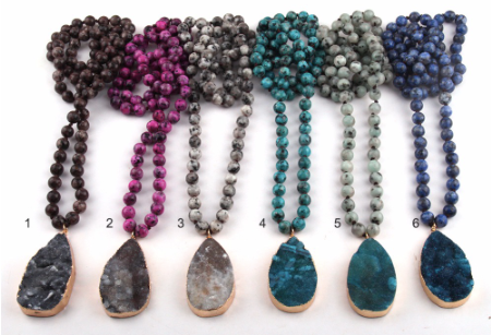 Druzy Drop Stone Statement Necklace